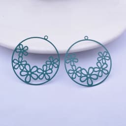 6pcs Diy Jewelry Light gold color Round Flower Charms Thin Pendant Silver Plated Earring Findings