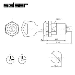 12mm Electronic Key Rotary Switch ON OFF Phone Lock Security Power Button With 2 Keys 2 Positions 2 Pins 1A