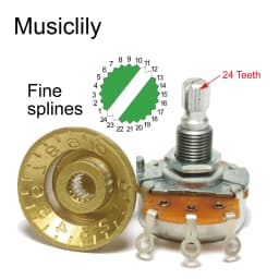Musiclily Pro Fine 24 Splines Steel Dome Push-on Control Knob 18mm for USA Made Guitar Bass Potentiometers (Set of 2)