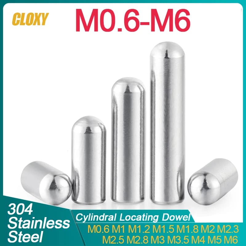 10-50pcs Round Head Cylindrical Pin Locating Dowel 304 Stainless Steel M0.6 M0.8 M1 M1.2 M1.5 M1.8 M2 M2.3 M2.5 M2.8 M3 M4 M5 M6