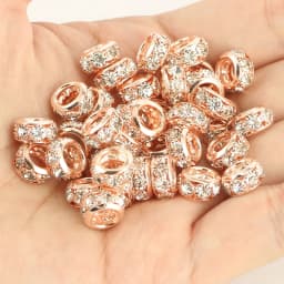 8mm 10mm 12mm Big Hole Rhinestone Crystal Rondelle Beads Copper Spacer Charms Beads for Jewelry Making DIY Bracelet Accessories