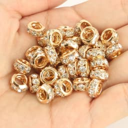 8mm 10mm 12mm Big Hole Rhinestone Crystal Rondelle Beads Copper Spacer Charms Beads for Jewelry Making DIY Bracelet Accessories