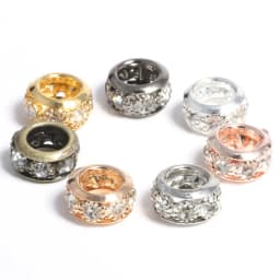 8mm 10mm 12mm Big Hole Rhinestone Crystal Rondelle Beads Copper Spacer Charms Beads for Jewelry Making DIY Bracelet Accessories