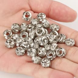8mm 10mm 12mm Big Hole Rhinestone Crystal Rondelle Beads Copper Spacer Charms Beads for Jewelry Making DIY Bracelet Accessories
