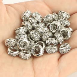 8mm 10mm 12mm Big Hole Rhinestone Crystal Rondelle Beads Copper Spacer Charms Beads for Jewelry Making DIY Bracelet Accessories