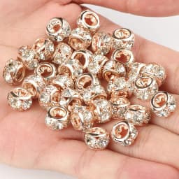 8mm 10mm 12mm Big Hole Rhinestone Crystal Rondelle Beads Copper Spacer Charms Beads for Jewelry Making DIY Bracelet Accessories