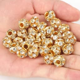 8mm 10mm 12mm Big Hole Rhinestone Crystal Rondelle Beads Copper Spacer Charms Beads for Jewelry Making DIY Bracelet Accessories