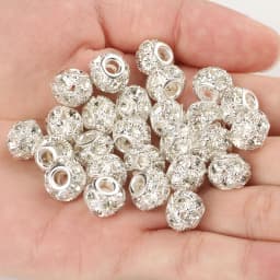 8mm 10mm 12mm Big Hole Rhinestone Crystal Rondelle Beads Copper Spacer Charms Beads for Jewelry Making DIY Bracelet Accessories