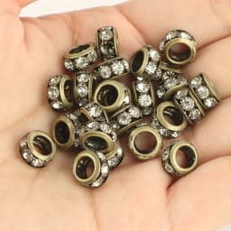 8mm 10mm 12mm Big Hole Rhinestone Crystal Rondelle Beads Copper Spacer Charms Beads for Jewelry Making DIY Bracelet Accessories