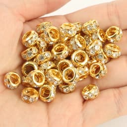 8mm 10mm 12mm Big Hole Rhinestone Crystal Rondelle Beads Copper Spacer Charms Beads for Jewelry Making DIY Bracelet Accessories