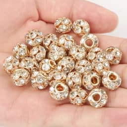 8mm 10mm 12mm Big Hole Rhinestone Crystal Rondelle Beads Copper Spacer Charms Beads for Jewelry Making DIY Bracelet Accessories
