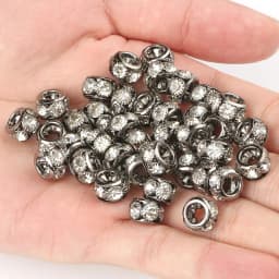 8mm 10mm 12mm Big Hole Rhinestone Crystal Rondelle Beads Copper Spacer Charms Beads for Jewelry Making DIY Bracelet Accessories