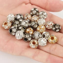 8mm 10mm 12mm Big Hole Rhinestone Crystal Rondelle Beads Copper Spacer Charms Beads for Jewelry Making DIY Bracelet Accessories