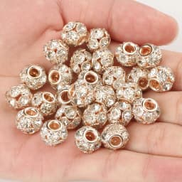 8mm 10mm 12mm Big Hole Rhinestone Crystal Rondelle Beads Copper Spacer Charms Beads for Jewelry Making DIY Bracelet Accessories