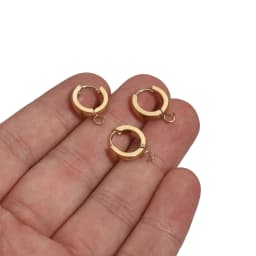 10pcs Stainless Steel Gold Earring Hooks with Loop Round Ear Post with Open Jump Ring for DIY Jewelry Components Wholesale