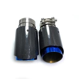 1PCS Car Exhaust Tail Pipe Glossy Carbon Tail End Blue Stainless Steel Straight Muffler Tip Flange With REM For Bmw F30