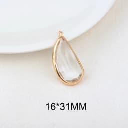 (1082)6PCS 24K Champagne Gold Color Brass with Glass Irregular Connector Charms High Quality Jewelry Making Findings Accessories