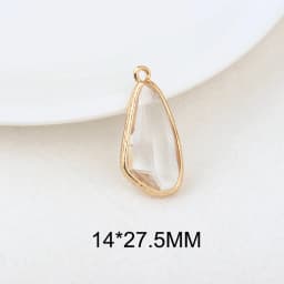 (1082)6PCS 24K Champagne Gold Color Brass with Glass Irregular Connector Charms High Quality Jewelry Making Findings Accessories