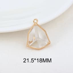 (1082)6PCS 24K Champagne Gold Color Brass with Glass Irregular Connector Charms High Quality Jewelry Making Findings Accessories