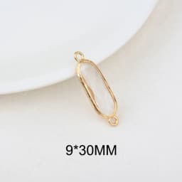 (1082)6PCS 24K Champagne Gold Color Brass with Glass Irregular Connector Charms High Quality Jewelry Making Findings Accessories