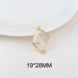 (1082)6PCS 24K Champagne Gold Color Brass with Glass Irregular Connector Charms High Quality Jewelry Making Findings Accessories