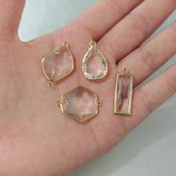 (1082)6PCS 24K Champagne Gold Color Brass with Glass Irregular Connector Charms High Quality Jewelry Making Findings Accessories