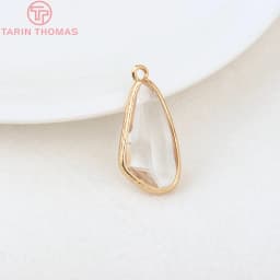 (1082)6PCS 24K Champagne Gold Color Brass with Glass Irregular Connector Charms High Quality Jewelry Making Findings Accessories