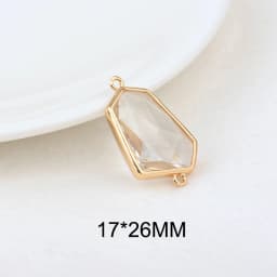 (1082)6PCS 24K Champagne Gold Color Brass with Glass Irregular Connector Charms High Quality Jewelry Making Findings Accessories