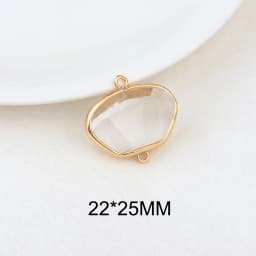 (1082)6PCS 24K Champagne Gold Color Brass with Glass Irregular Connector Charms High Quality Jewelry Making Findings Accessories