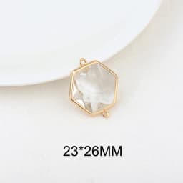 (1082)6PCS 24K Champagne Gold Color Brass with Glass Irregular Connector Charms High Quality Jewelry Making Findings Accessories