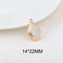 (1082)6PCS 24K Champagne Gold Color Brass with Glass Irregular Connector Charms High Quality Jewelry Making Findings Accessories