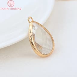 (1082)6PCS 24K Champagne Gold Color Brass with Glass Irregular Connector Charms High Quality Jewelry Making Findings Accessories