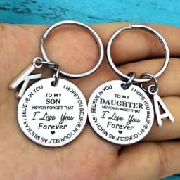 To My Son Daughter I Love You Forever Inspirational Gift Keychain, Best Gift Idea for Son Daughter Stocking Stuff Gifts