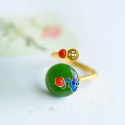 New designer original ingot natural Hetian jade opening adjustable ring Chinese retro light luxury charm women's silver jewelry