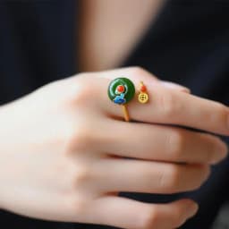 New designer original ingot natural Hetian jade opening adjustable ring Chinese retro light luxury charm women's silver jewelry