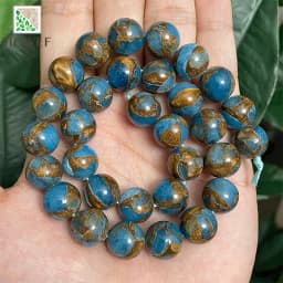 Natural Stone Golden Stripe Lake Blue Cloisonne Round Beads for Jewelry Making Diy Handmade Bracelet 15" Strand 4/6/8/10/12MM