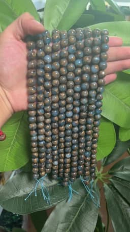 Natural Stone Golden Stripe Lake Blue Cloisonne Round Beads for Jewelry Making Diy Handmade Bracelet 15" Strand 4/6/8/10/12MM
