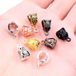 20pcs 3-Styles Beads Bails Pendants Jewelry Making DIY Necklace Silver Plated Gold Black Beads Bails Pendants Charm Beads Bails