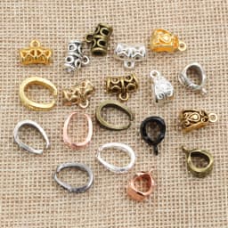 20pcs 3-Styles Beads Bails Pendants Jewelry Making DIY Necklace Silver Plated Gold Black Beads Bails Pendants Charm Beads Bails
