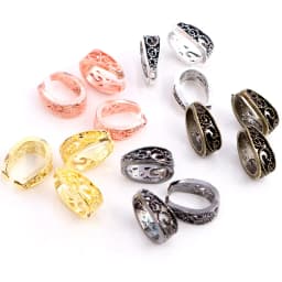 20pcs 3-Styles Beads Bails Pendants Jewelry Making DIY Necklace Silver Plated Gold Black Beads Bails Pendants Charm Beads Bails