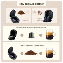 ICafilas Adapter for Dolce Gusto PICCOLO XS/Genio S Machine Reusable Capsule Refillable Cafetera Expreso Coffee