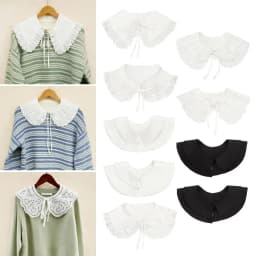 1PC Fashion Women Cotton Fake Collar Sweet Floral Lace Shawl Lapel Blouse Top Detachable Shirt False Tie Clothes Accessories