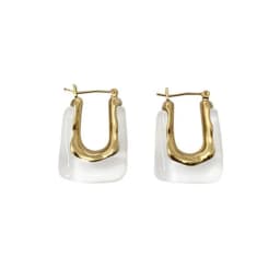 2021 New Trendy Transparent Resin Hoop Earrings for Women Girls Geometric Irregular Metal Acrylic Earrings Party Jewelry