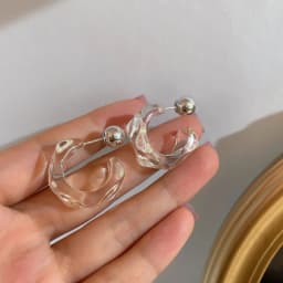 2021 New Trendy Transparent Resin Hoop Earrings for Women Girls Geometric Irregular Metal Acrylic Earrings Party Jewelry