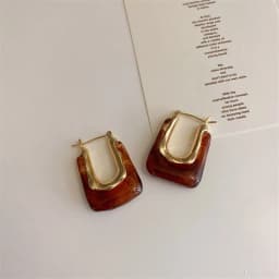 2021 New Trendy Transparent Resin Hoop Earrings for Women Girls Geometric Irregular Metal Acrylic Earrings Party Jewelry