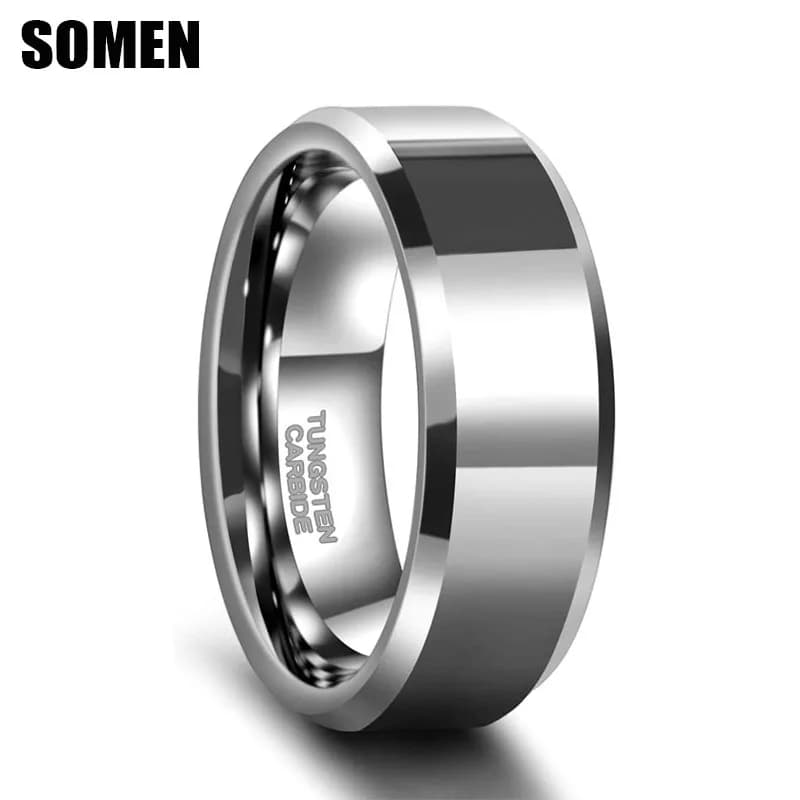 Somen 6mm 8mm Silver Color Tungsten Ring Men's and Women's Matte Wedding Ring High-polished Steel Color Comfortable Fit