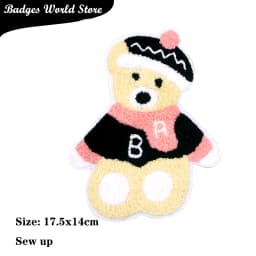 Cute Sailor Ear Hat Bear Chenille Icon Towel Embroidery Applique Patches For Clothing DIY Iron on Badges on the Backpack
