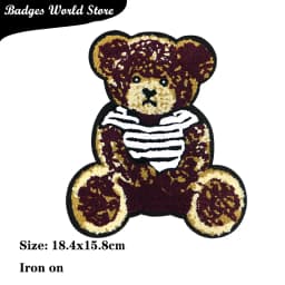 Cute Sailor Ear Hat Bear Chenille Icon Towel Embroidery Applique Patches For Clothing DIY Iron on Badges on the Backpack