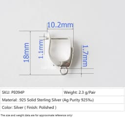 925 Sterling Silver Lever back Earring Hook with open jump rings, Earring Connector Clasp DIY Accessories