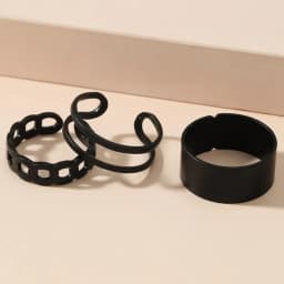 3pcs/Set Fashion Punk Ring Simple Design Vintage Black Color Joint Rings Sets for Women Jewelry Korean Version Joint Ring 2021
